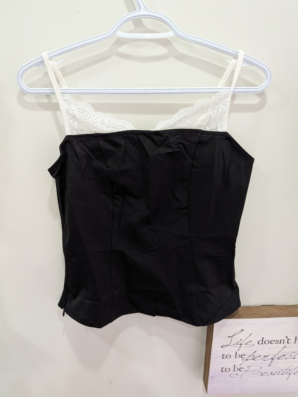 BNWT Lace-Trim Black Corset Cami Top